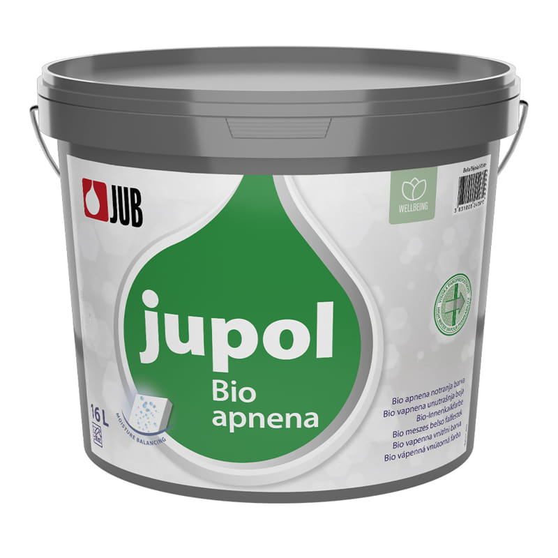 JUPOL Bio Apnena boja na bazi gašenog kreča 1 JUPOL Bio Apnena unutrašnja boja je izrađena na osnovi gašenog kreča. Zbog visokog sadržaja gašenog kreča ima jak dezinfekcijski učinak.