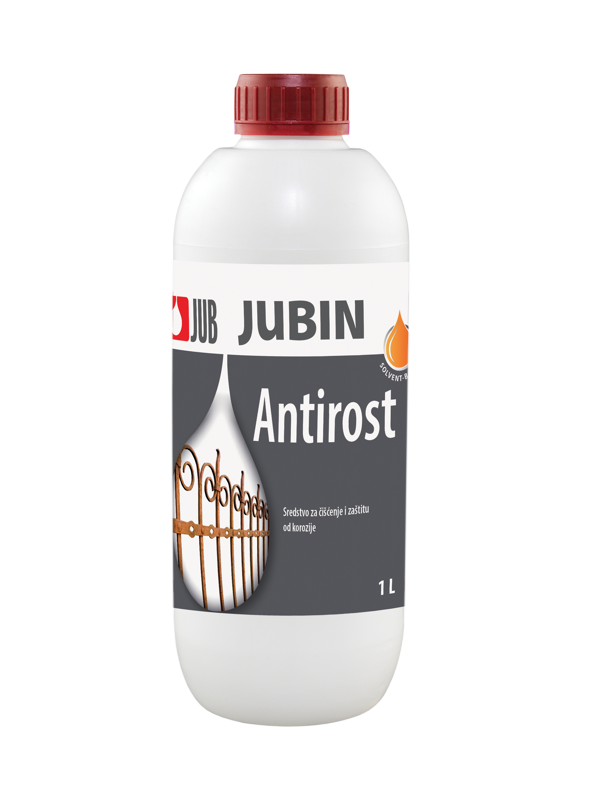 JUBIN Antirost - efikasno sredstvo za skidanje rđe i korozije 1 JUBIN Antirost uklanja rđu i neutrališe koroziju. Pakovanje 1l