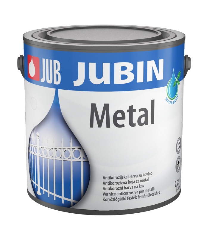JUBIN METAL boja za metal na vodenoj bazi 2 JUBIN METAL boja za metal na vodenoj bazi. Plastična kantica 2,25l